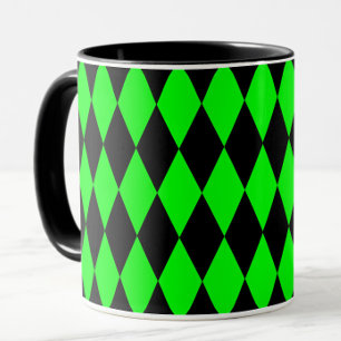 Grünes Schwarz Harlekin Diamanten Dame Design Tasse