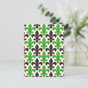Grünes schwarzes Barock-Lilienmuster-Design Postkarte