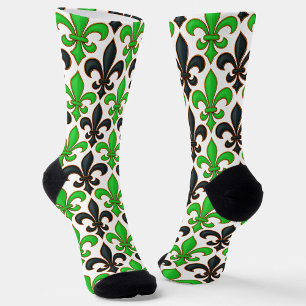 Grünes schwarzes Barock-Lilienmuster-Design Socken