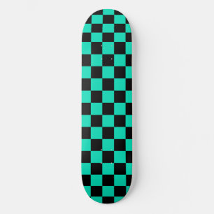 Grünes schwarzes kariertes Karomuster Skateboard