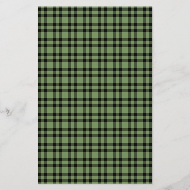 Grünes schwarzes Karomuster Briefpapier (Vorderseite)
