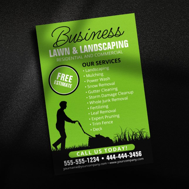 Grünes Schwarzes Rasenmähen Flyer (Von Creator hochgeladen)
