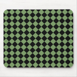 Grünes schwarzes Schachbrett-Diamantmuster Mousepad