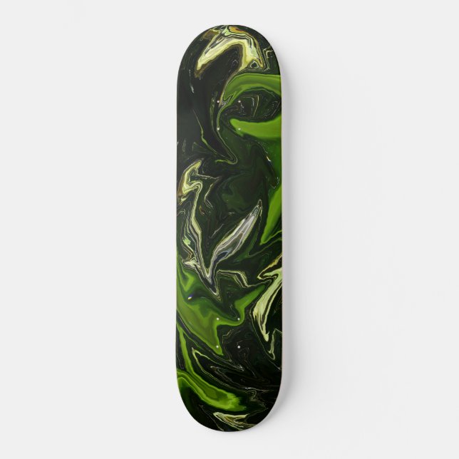 Grünes schwarzes Swirl Skateboard (Vorderseite)