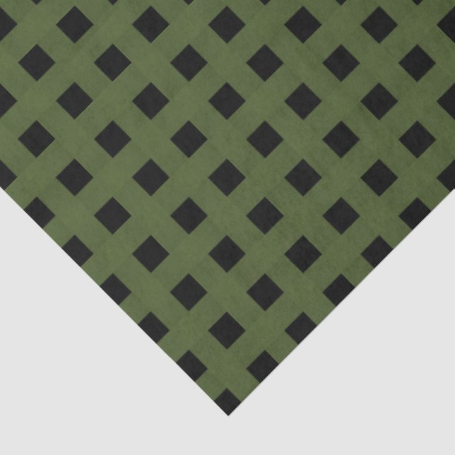 Grünes schwarzes Webmuster Seidenpapier (Detail)