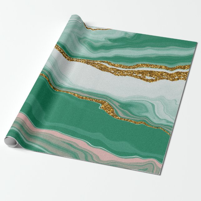 Grünes Seenschutzpapier | Luxuriöse Hochzeiten Geschenkpapier (Ungerollt)