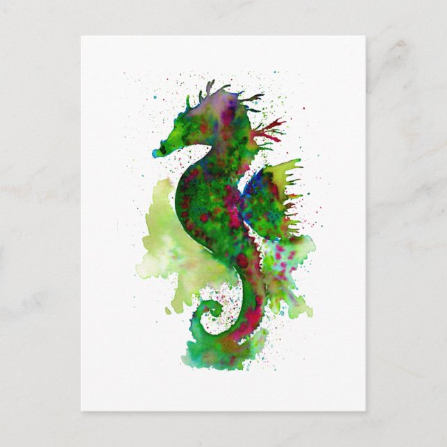 Grünes Seepferd Postkarte (Vorderseite)