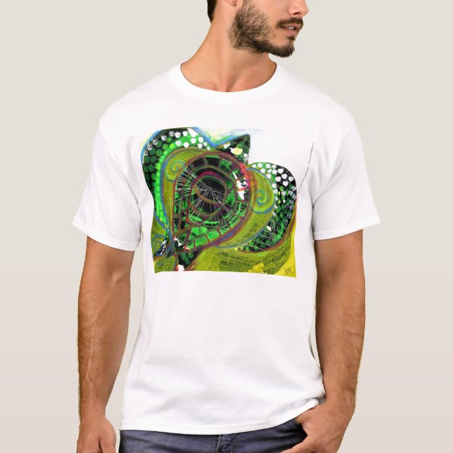 Grünes Seeschildkröte-abstrakter Kunst T-SHIRT (Vorderseite)