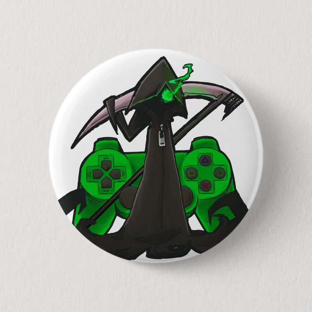 Grünes Sensenmann-Abzeichen Button (Vorderseite)