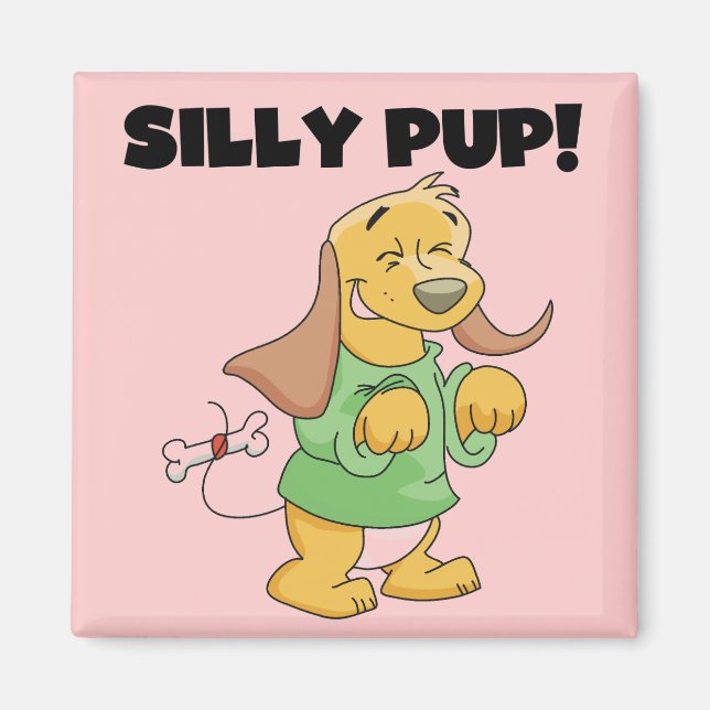 Grünes Shirt-alberne Welpen-T-Shirts und Geschenke Magnet (Vorne)