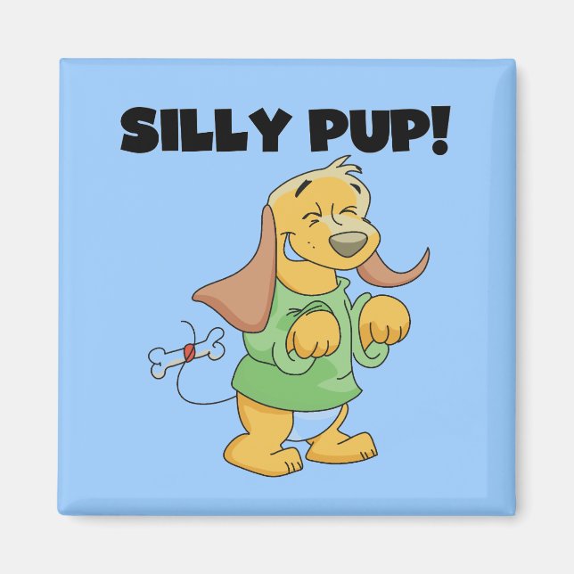 Grünes Shirt-alberne Welpen-T-Shirts und Geschenke Magnet (Vorne)