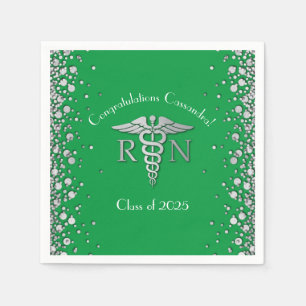 Grünes Silber der Nurse Nursing School Graduation Serviette