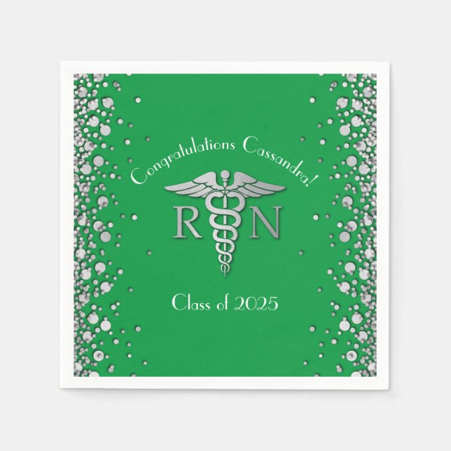 Grünes Silber der Nurse Nursing School Graduation  Serviette (Vorderseite)