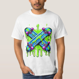 grünes Skateboard T-Shirt