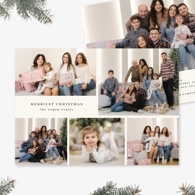 Grünes Skript Fröhliche Weihnachten Fünf Foto-Coll (Von Creator hochgeladen)