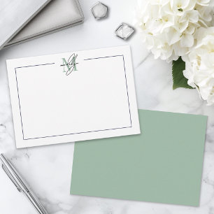 Grünes Skript Minimalistischer Name Monogramm Mitteilungskarte