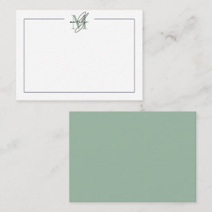 Grünes Skript Minimalistischer Name Monogramm Mitteilungskarte