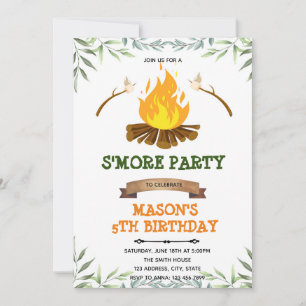 Grünes S'more-Camp-Birthday-Einladung Einladung