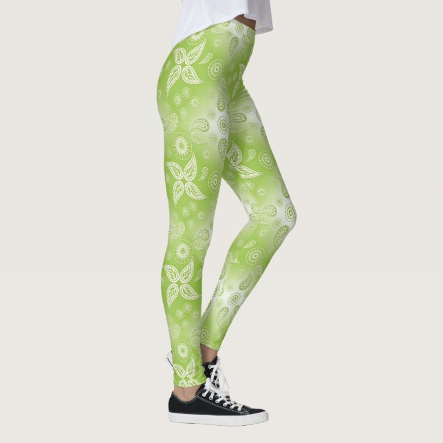 Grünes Sommermuster Paisleys Leggings (Rechts)