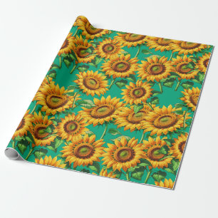 Grünes Sonnenblumenmuster Muster Geschenkpapier