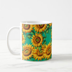 Grünes Sonnenblumenmuster Muster Kaffeetasse