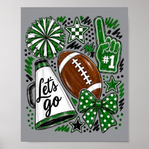 Grünes Spieltags-Team High School Football Cheer-M Poster