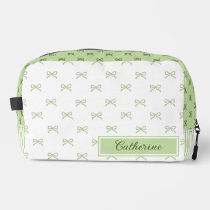 Grünes Streifen-Schleifen-Muster Coquette Kosmetik Waschbeutel