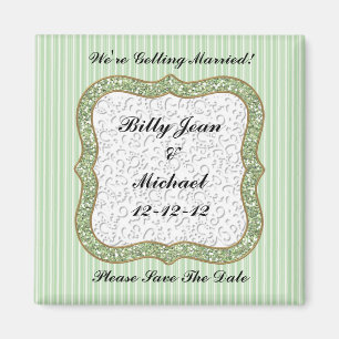GRÜNES STRIPED SAVE THE DATE WEDD MAGNET
