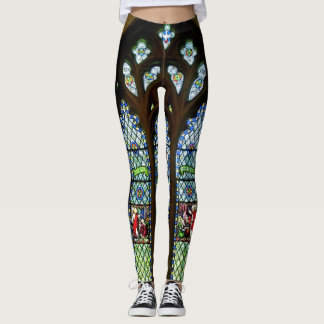 Grünes SüdBuntglas-Fenster Leggings