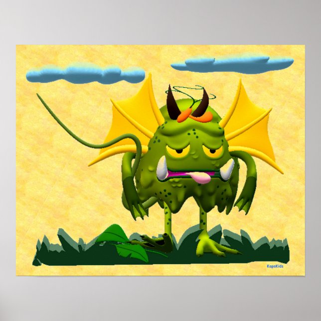 Grünes Sumpfmonster animierter Charakter Poster (Vorne)