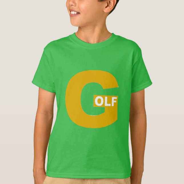Grünes T-Shirt Kinder DESIGN GOLF (Vorderseite)
