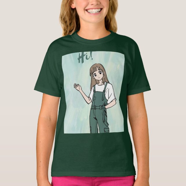 grünes T-Shirt mit süßem Design (Vorderseite)