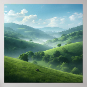 Grünes Tal Traumlandschaft Poster