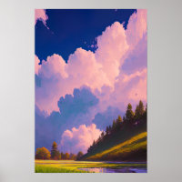 Grünes Tal unter rosa und Lila Himmel