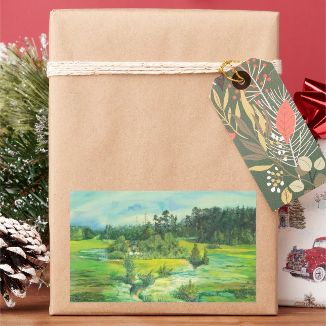 Grünes Tal Watercolor Rechteckiger Aufkleber (Feiertag)