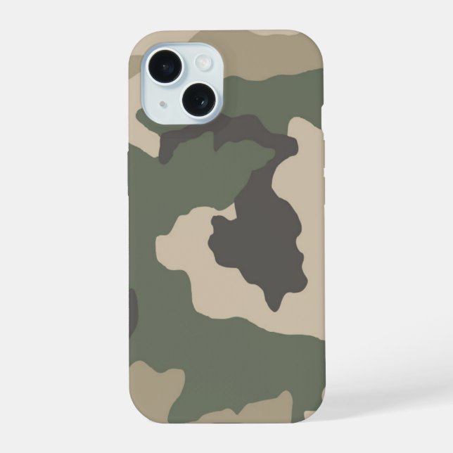 Grünes Tarnmuster iPhone 15 Hülle (Rückseite)