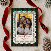 Grünes Tartan-Spitzenrahmen Frohe Weihnachten Foto