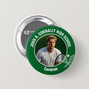 Grünes Tennisspieler-Foto High School Spirit Button