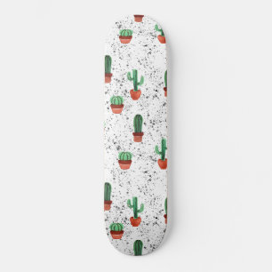 Grünes Terracotta-Kakteen-Spritzer-Muster Skateboard