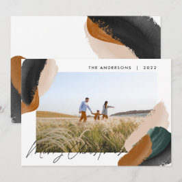 Grünes Terrakotta Modernes minimales Aquarellfarbe Feiertagskarte