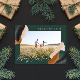 Grünes Terrakotta Modernes minimales Aquarellfarbe Feiertagspostkarte