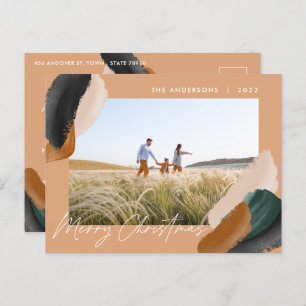 Grünes Terrakotta Modernes minimales Aquarellfarbe Feiertagspostkarte