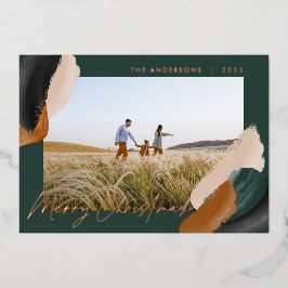 Grünes Terrakotta Modernes minimales Aquarellfarbe Folien Feiertagskarte