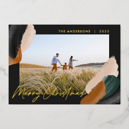 Grünes Terrakotta Modernes minimales Aquarellfarbe Folien Feiertagskarte