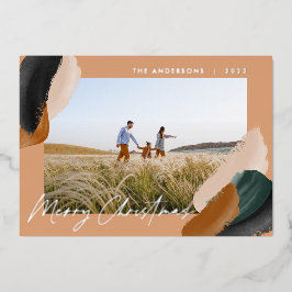 Grünes Terrakotta Modernes minimales Aquarellfarbe Folien Feiertagskarte