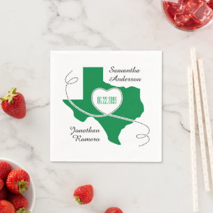Grünes Texas Curling Ribbon Hochzeitdatum Serviette