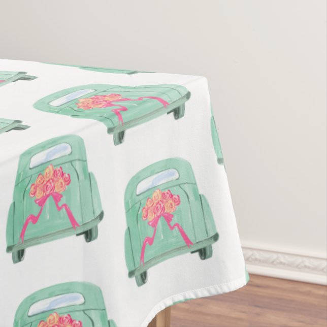 Grünes texturiertes handgezeichnet Bridal Car Tischdecke (Beispiel)