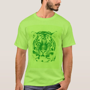 Grünes Tiger-Gesicht T-Shirt