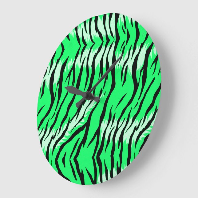 Grünes Tiger-Tierhaut-Musterdesign  Große Wanduhr (Winkel)