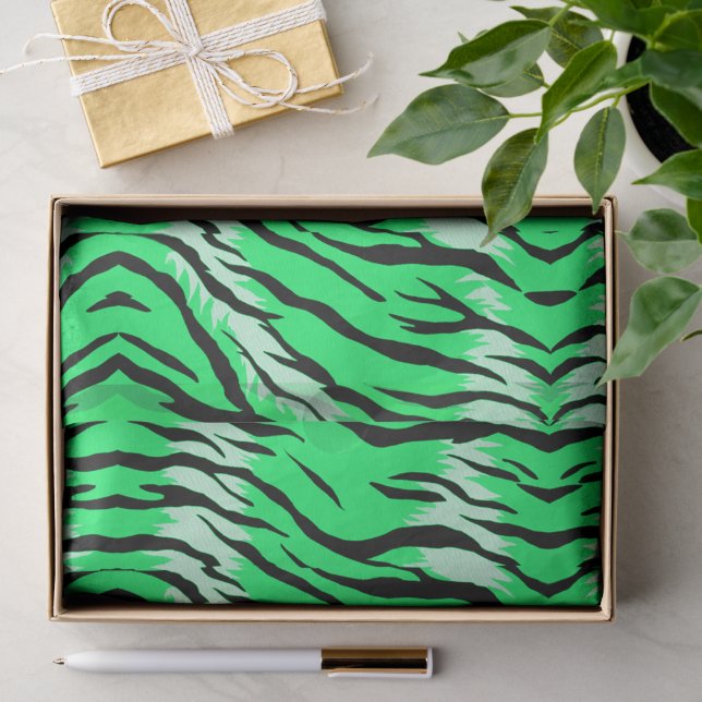 Grünes Tiger-Tierhaut-Musterdesign  Seidenpapier (Geschenk)
